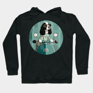 Super Cool Springer Spaniel on a Scooter 2 Hoodie